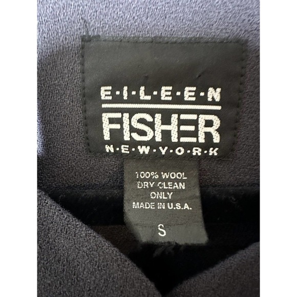 Eileen Fisher 100% Wool Button Front Blazer Style Top Navy Sz Small Oversized - Picture 3 of 6